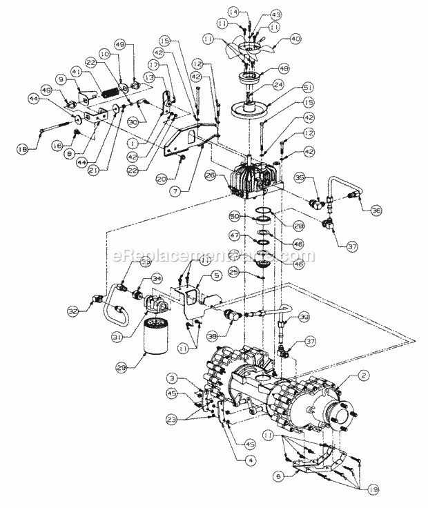 Transmission Mount Diagram and Parts List for 5416R 457900-460859, 553C562K100, 554C562K100 Cub Cadet Lawn Mower